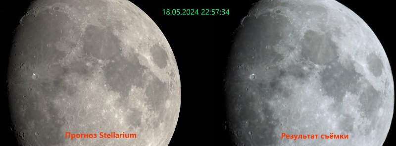 Сравнение прогноза транзита от Stellarium с реальной съёмкой